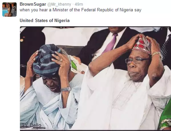 #UnitedStateOfNigeria Trends On Twitter After Minister Of Sport Referred To Nigeria As United States Of Nigeria